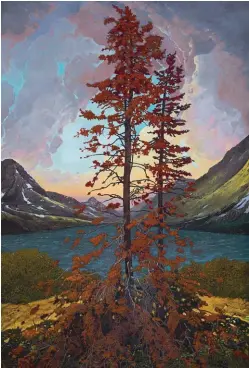  ??  ?? 2
Red Tree, Two Medicine Lake, oil on canvas, 88 x 58"
2