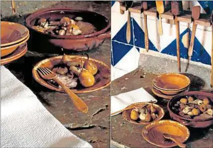  ?? Fotos: Carmelitas Descalzas de Palma de Mallorca ?? El guiso del Carmen en la cocina del siglo XVII del convento. Abajo, una imagen del patio con la Sagrada Familia