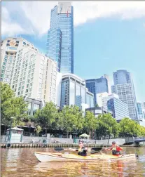  ?? STEVE MACNAULL PHOTO ?? Kayak Melbourne will take you out for a paddle on the Yarra River right through the city centre.