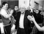  ?? JOE RAEDLE/GETTY ?? Democratic presidenti­al candidate Sen. Bernie Sanders arrives Monday for an event in West Des Moines, Iowa.