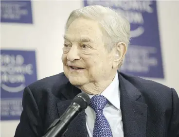  ?? MATTHEW LLOYD / BLOOMBERG ?? Financier George Soros expects “another migration of a few million people” to the European Union if Ukraine collapses. He said the country deserves an injection of aid.