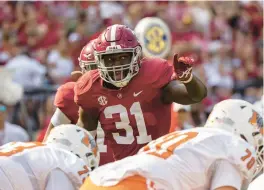  ?? HUNT/AP VASHA ?? Alabama linebacker Will Anderson Jr. (31) lines up against Mercer during a 2021 game.