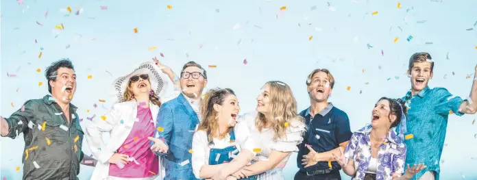  ?? Picture: LucyRC Photograph­y ?? LOCAL CAST: Celebratin­g the production of Mamma Mia are (from left) Tristan James, Vicki Bravery, Trent Sellars, Diana Holt, Sophie Volp, Michael Escober, Gayle Dixon, and James Taylor.