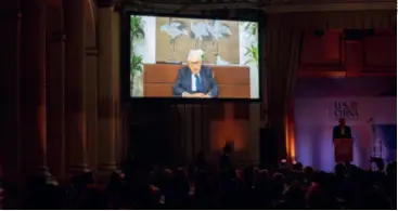  ?? ?? Former U.S. Secretary of State and seasoned diplomat Henry Kissinger calls on the U.S. and China to seek a way to coexist and cooperate with each other in a video speech delivered at the annual gala dinner of the New York City-based U.S. National Committee on U.S.-China Relations on November 9, 2021