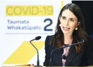  ?? HAGEN HOPKINS/POOL PHOTO VIA AP ?? New Zealand Prime Minister Jacinda Ardern speaks at a news conference on May 14 in Wellington, New Zealand.