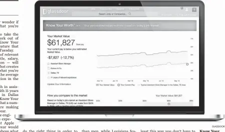  ??  ?? GLASSDOOR Know Your Worth is a new feature on job site Glassdoor.