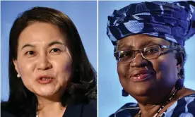  ??  ?? South Korean trade minister Yoo Myung-hee and Nigerian former foreign and finance minister Ngozi Okonjo-Iweala. Photograph: Fabrice Coffrini/AFP/Getty Images