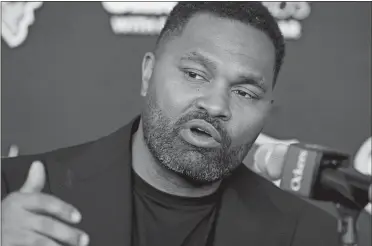  ?? STEVE SENNE/AP PHOTO ?? Newly named New England Patriots head coach Jerod Mayo faces reporters during a news conference Jan. 17 in Foxborough, Mass. Mayo succeeded Bill Belichick as the franchise’s 15th head coach.