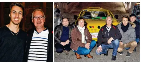  ??  ?? Jason et Michel Blin ont la banane. Ils s’apprêtent à courir leur 5e Plaines et Vallées et accueillen­t un nouveau sponsor qui devrait pimenter encore un peu plus le week-end prochain le fameux rallye autour de Saint-André de l’Eure. (Photos : B.L.)