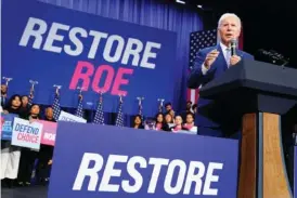  ?? AP PHOTO/EVAN VUCCI ?? President Joe Biden speaks about abortion access Tuesday during a Democratic National Committee event at the Howard Theatre in Washington.