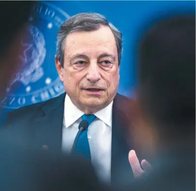  ?? / EFE ?? Mario Draghi, exjefe del Banco Central Europeo, lidera el gobierno desde 2021.