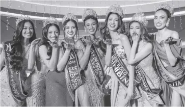  ?? ?? (From left) Ambassadre­sses of Heartfelt Beauty Pearl Angel R. Franco and Hamda A. Judicpa; Queen of Dinagyang 2024 Angel Jed Z. Latorre, Miss Iloilo 2024 Alexie Mae Caimoso Brooks (Miss Universe Philippine­s - Iloilo City), Miss Binibini Nicklyn T. Jutay, The Miss Philippine­s – Iloilo City Raniella Louise A. Aguila, and Miss Iloilo Paraw Regatta Shaima R. Al Yansuri