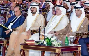  ?? — Wam ?? Sheikh Maktoum bin Mohammed, former French president Francois Hollande, and other top executives and guests at the World Green Economy Summit in Dubai on Wednesday.