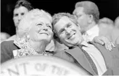  ?? CHRIS WILKINS/AFP/GETTY IMAGES FILE ?? First lady Barbara Bush and her son George W. Bush attend the 1992 Republican National Convention in Houston.