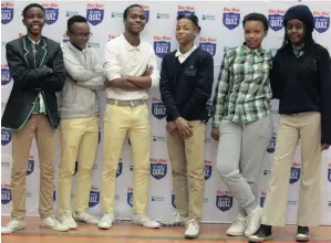  ?? PICTURES: NHLANHLA PHILLIPS/AFRICAN NEWS AGENCY(ANA) ?? Future Nation Shool High’s Zwelibanzi Ludada, Oteng Mahapa, Sibonelo Sello, Mpendulo Msimanga, Khanyisile Nhlapo and Naledi Giyaba. The competion took place at Crawford High, Sandton, yesterday.