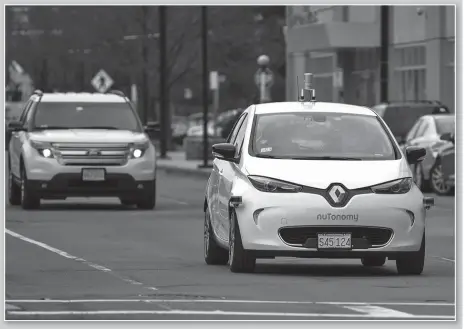  ?? Photo: IC ?? A NuTonomy Inc self-driving car undertakes a road test in Boston, the US, in January.