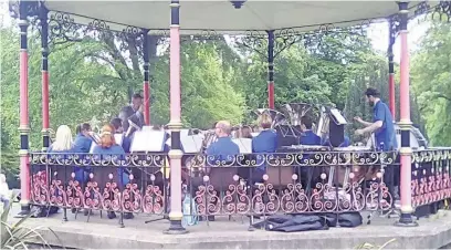  ??  ?? Newport Borough Band at Bedwellty Park, Tredegar