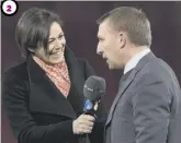  ??  ?? 2 Interviewi­ng the Parkhead club’s manager Brendan Rodgers.