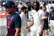  ?? AP ?? Beaten man: Archer shakes hands with the victorious Kiwi side