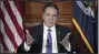 ?? OFFICE OF THE NY GOVERNOR VIA AP ?? In this image taken from video from the Office of the NY Governor, New York Gov. Andrew Cuomo speaks during a news conference, Wednesday, March 3, 2021, in Albany, N.Y.