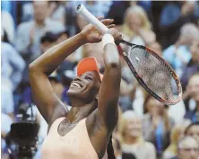  ?? AP PHOTO ?? FEELING FABULOUS: Sloane Stephens reacts after beating Madison Keys for her first U.S. Open title yesterday.