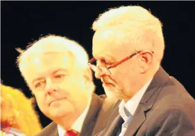  ??  ?? Labour Party leader Jeremy Corbyn, right, and First Minister Carwyn Jones at the Welsh Labour Party Spring Conference in Llandudno