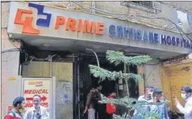  ??  ?? Prime Criticare Hospital in Mumbra, where the fire broke out on Wednesday morning.