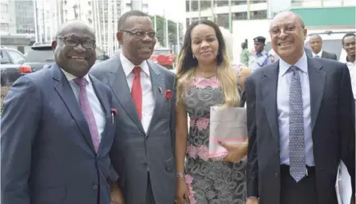  ??  ?? R-L: Prof. Pat Utomi, Mrs. Imabong Etiebet, Chief Don Etiebet and Mr. Udeme Ufon, at the event