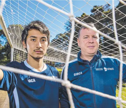  ?? Picture: JERAD WILLIAMS ?? Winger Ryosuke Kawakami and coach Jason Buchanan are coming to terms with Tweed United’s relegation.