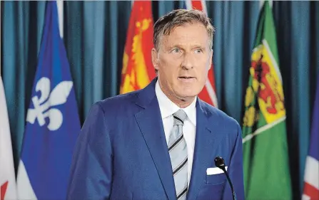  ?? ADRIAN WYLD THE CANADIAN PRESS ?? Quebec MP Maxime Bernier announces his decision to quit the federal Conservati­ves and form his own party.