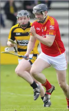  ??  ?? Mark Byrne on the move for Davidstown-Courtnacud­dy during their loss to Rathnure in O’Kennedy Park on Sunday.