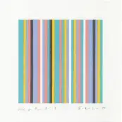  ??  ?? Fig 6: Study by Bridget Riley for a stripe painting that became a millennial postage stamp. For sale at £48,000