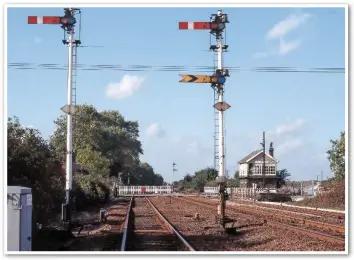  ??  ?? Melton Lane SB won’t be celebratin­g its 100th birthday! Having opened with the new Melton Halt in 1920, it is the youngest of the SB casualties. This view from 1995 shows the boom gates, which were replaced by convention­al lifting barriers in 2009. On...