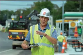  ?? Hearst Connecticu­t Media file photo ?? Greg Dembowski, project manager for the Brookfield Town Center, talks about the ongoing work in 2017.