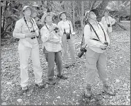  ?? Tribune News Service/ROBERTO KOLTUN ?? Butterfly enthusiast­s look for specimens to count in late May in south Miami-Dade County. “People have to be pretty dedicated to stick with it,” said Linda Cooper (third from left), who just turned 76 and whose husband helped organize counts until his...