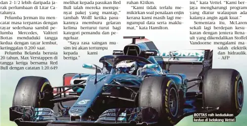  ??  ?? BOTTAS raih kedudukan kedua di belakang Vettel.