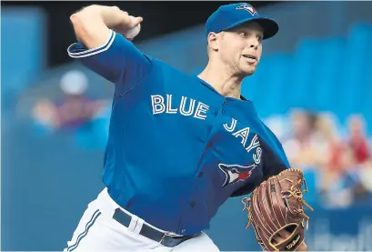  ?? TOM SZCZERBOWS­KI/GETTY IMAGES ?? Sam Gaviglio, who had a no-decision in the Blue Jays’ extra-innings loss to Minnesota on Wednesday, has impressed as a starter.