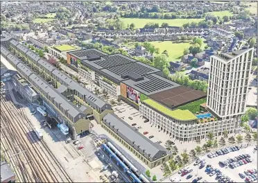  ??  ?? How the former Newtown railway works site in Ashford could look from above