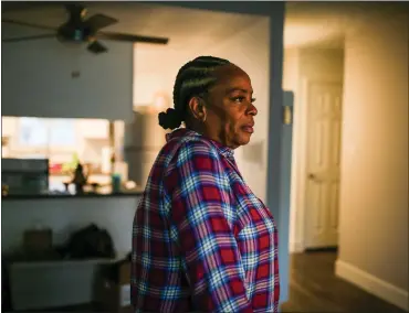  ?? RAY CHAVEZ — BAY AREA NEWS GROUP ?? After being homeless, Janice Anderson is happy to have a new apartment in Hayward. She got the housing through CalAIM after participat­ing in an Alameda County pilot program called Whole Person Care. “Life is good,” she said of her new status.