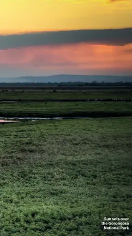  ??  ?? Sun sets over the Gorongosa National Park