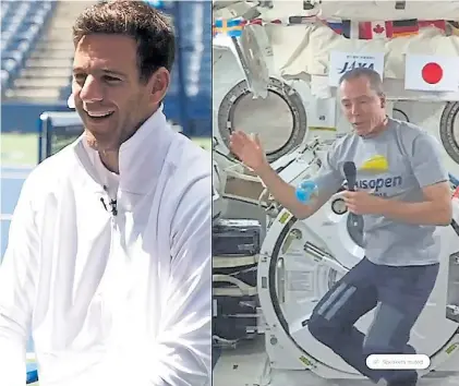  ??  ?? Entre Nueva York y el espacio. El diálogo entre Juan Martín Del Potro y el astronauta Andrew Feustel.