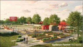  ?? IMAGE FROM PRESENTATI­ON ?? One possibilit­y for enhancing the Pottstown campus is a community garden and play space between North Hall and the administra­tion building off South Hanover Street.