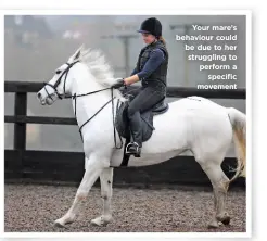  ??  ?? Your mare’s behaviour could be due to her struggling to perform a specific movement