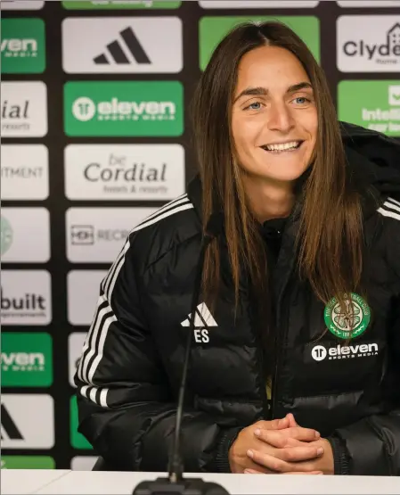  ?? ?? Celtic manager Elena Sadiku happily talks to the press, but it can sometimes be difficult to get players and managers to speak post-match