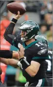  ?? AP PHOTO ?? Carson Wentz and the Philadelph­ia Eagles host Atlanta to open the 2018 NFL season.