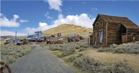  ??  ?? Bodie once boasted a population of nearly 7,000 people and approximat­ely 2,000 buildings—a wonderland of wandering opportunit­ies. What’s left isn’t much, but is carefully preserved for visitors.