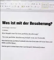  ??  ?? Der erste Entwurf der Schüler Paul Taeger und Jacob Palmer für ihren Artikel zum Thema „Die perfekte Bescherung“.