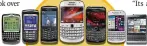  ?? ?? Top models of the (from left) BlackBerry 6710, 7100, Pearl, Bold, Curve, Q10 and Passport