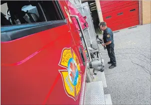  ?? JULIE JOCSAK TORSTAR ?? Volunteer firefighte­r Tim Koabel at Fire Station 4 in Chippawa on Friday. The Niagara Falls Fire Department is recruiting volunteer firefighte­rs.