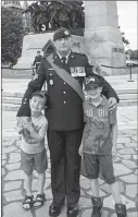  ?? Photo submitted by the Department of National Defence ?? Sgt. Jeremy Leblanc, pictured with his sons, is this year’s CAF member chosen to be guest of honour at Remembranc­e Day ceremonies in Ottawa.